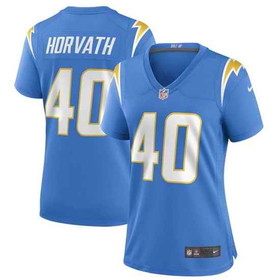 Women Los Angeles Chargers 40 Zander Horvath Blue Stitched Game Jersey